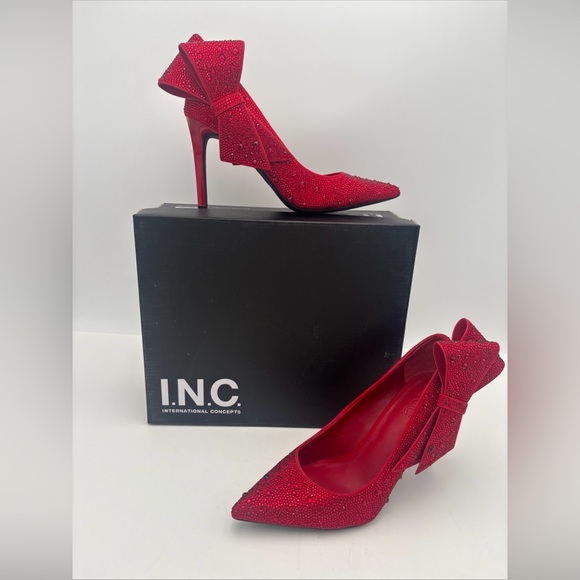 INC International Concepts Red Bow Heels